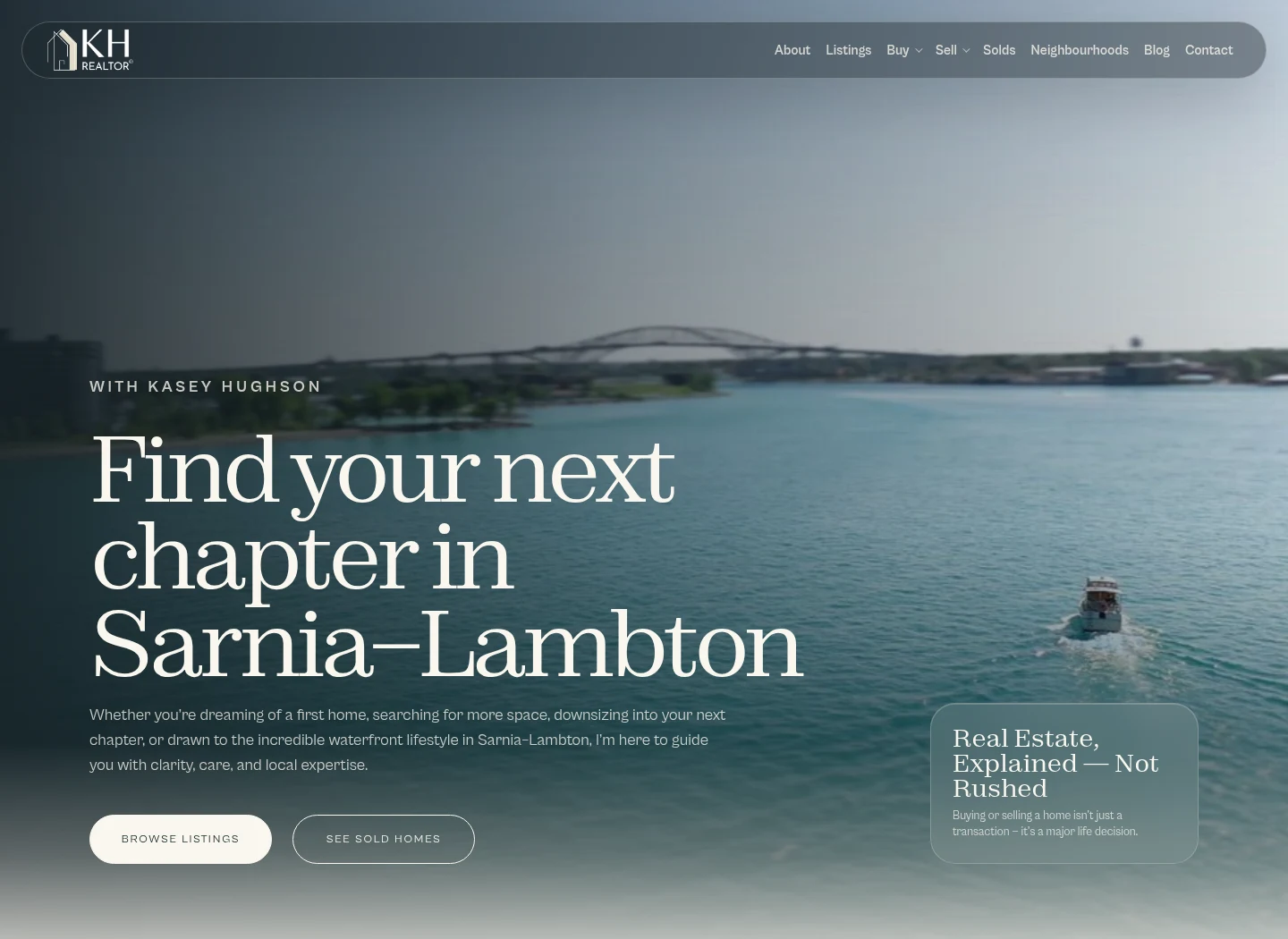 Kasey Hughson website: personal branding and a clear residential real estate focus